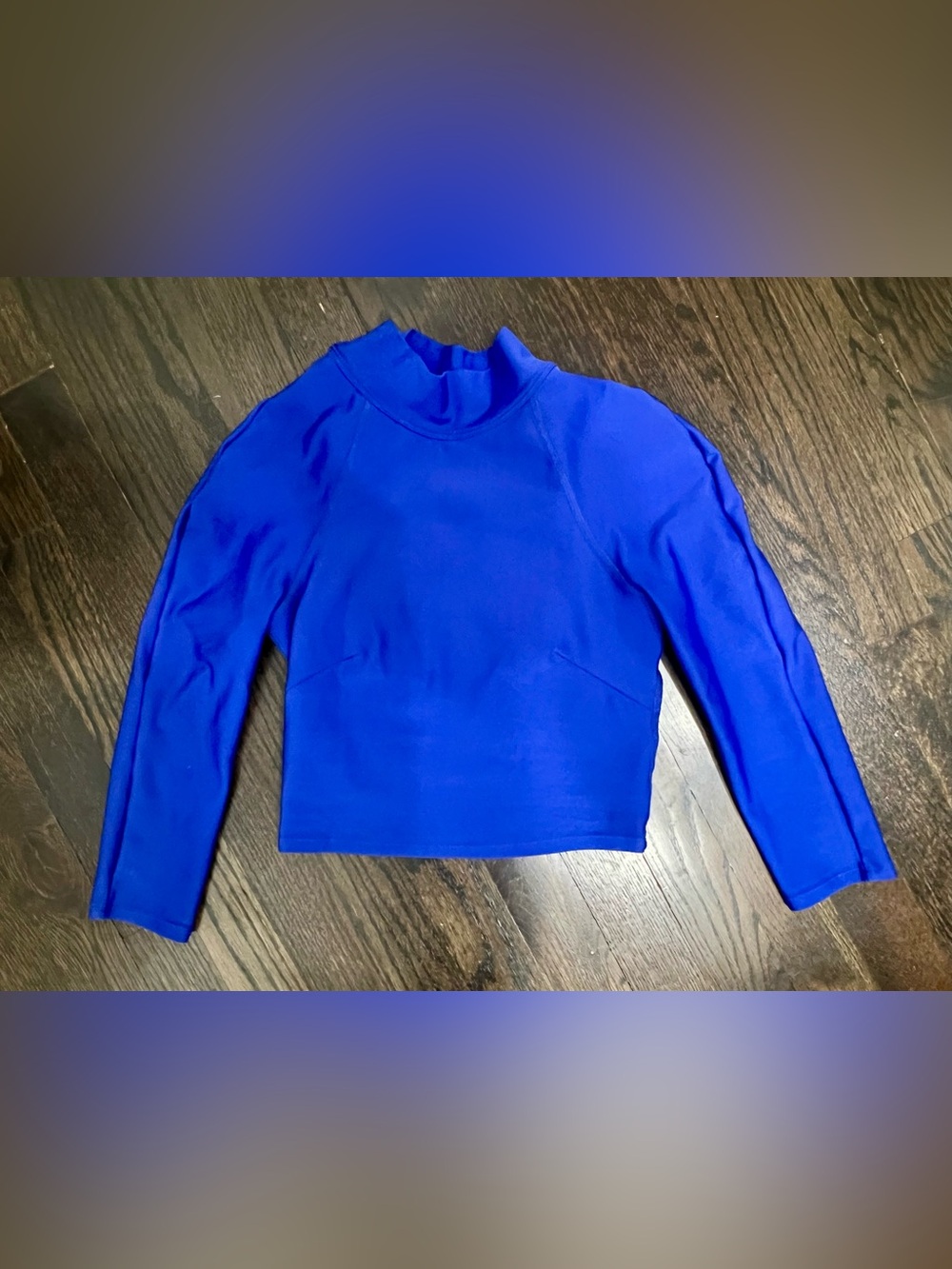 Alo Yoga Mock Neck Cropped Long Sleeve Top Blue XS